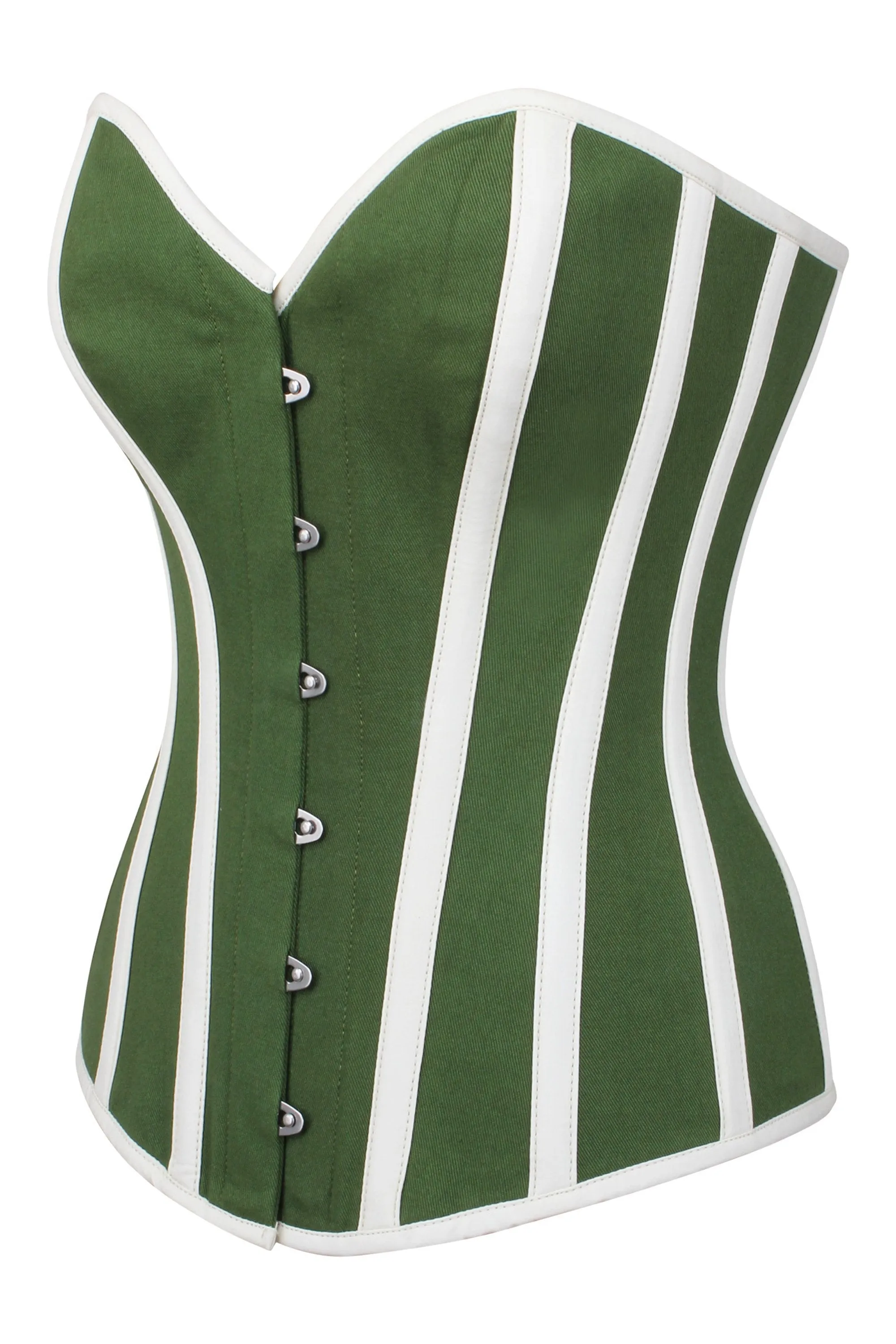 Green and White Single Layer Overbust Corset