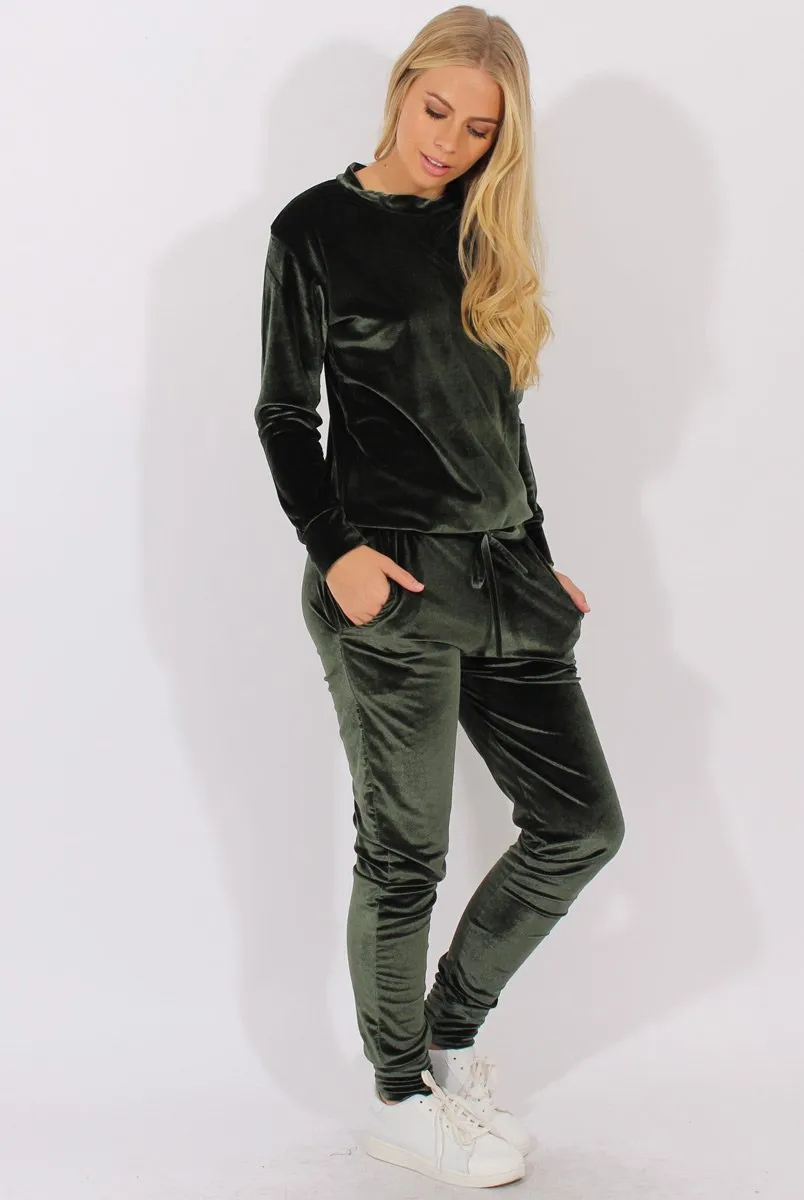 Green Velvet Tracksuit - Liv