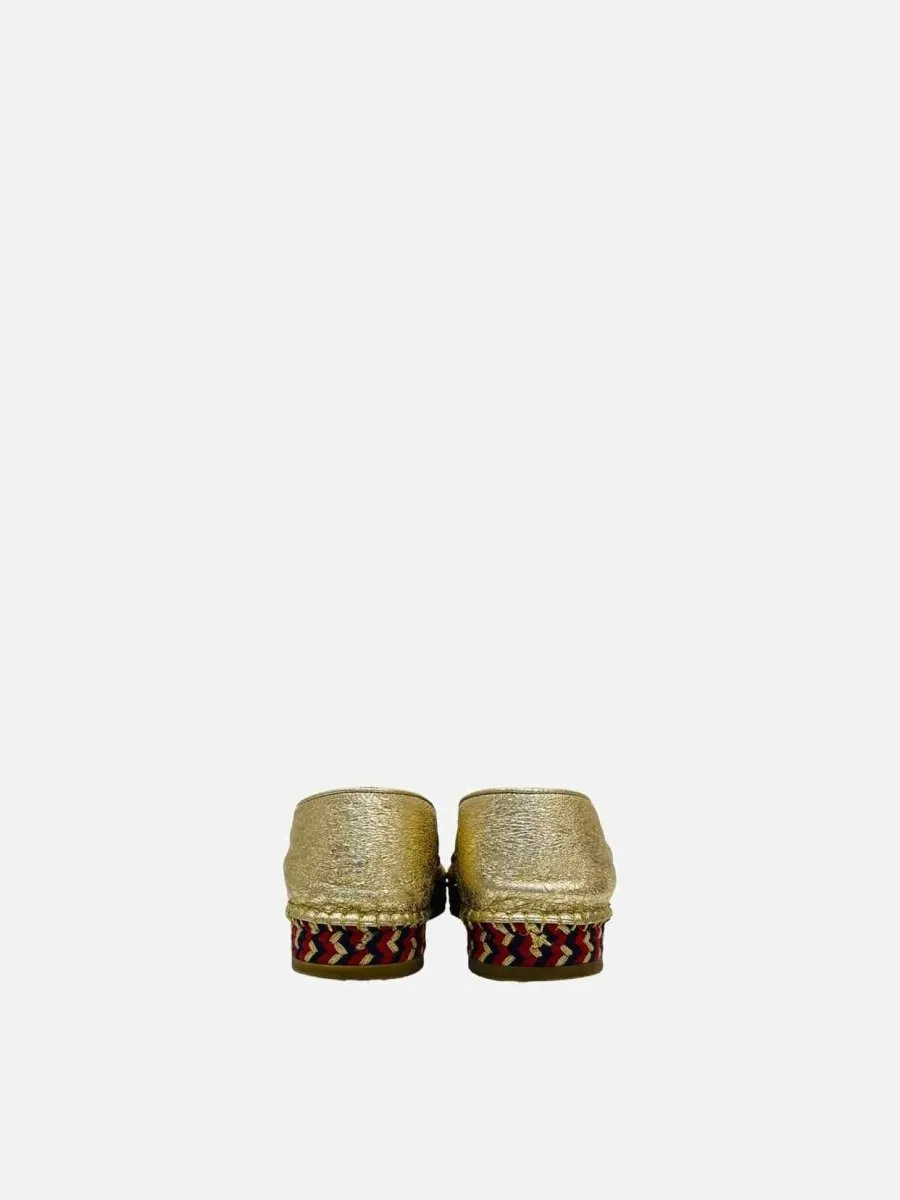 GUCCI Espadrille Metallic Gold Flats 37.5