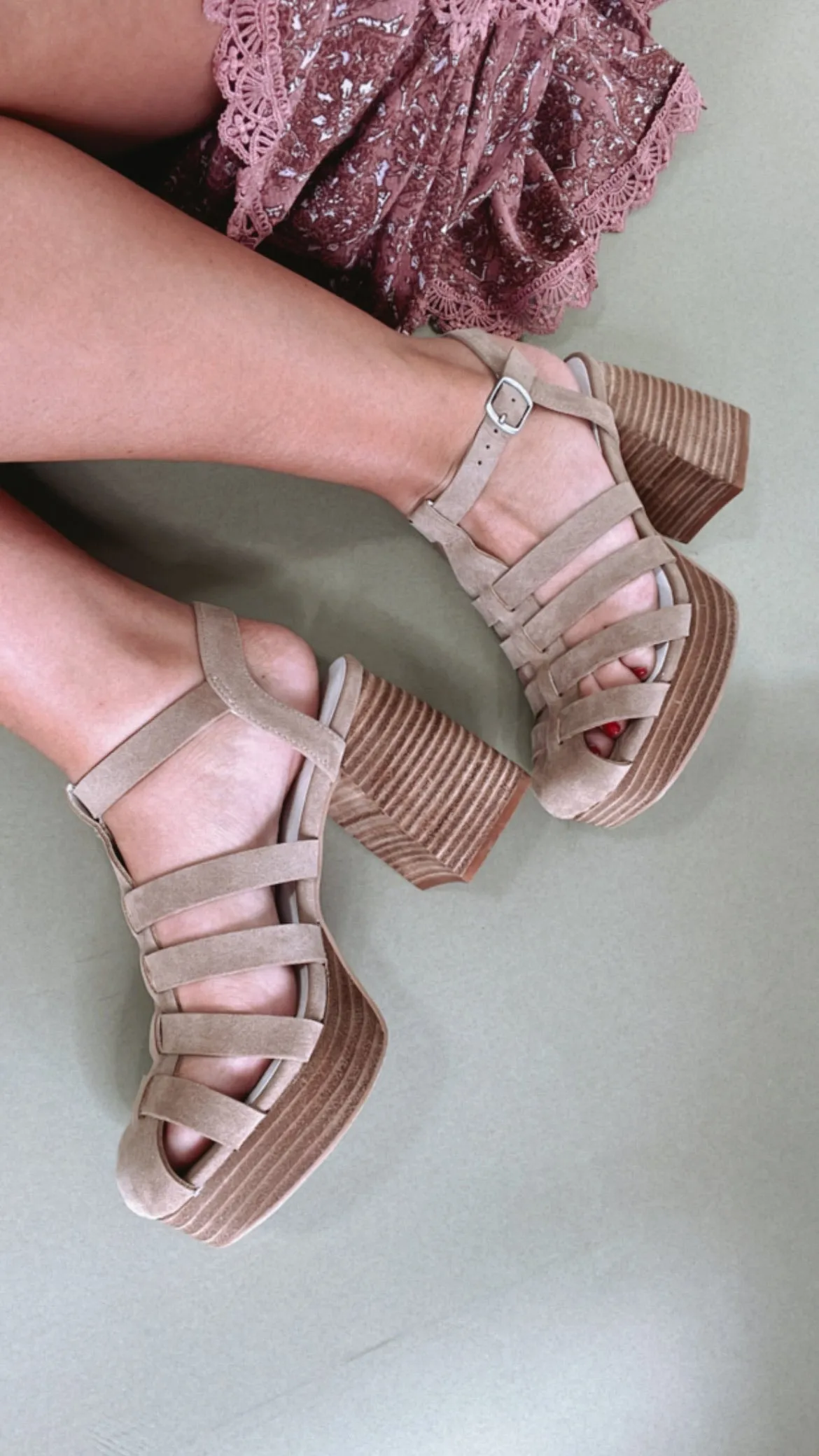 Hailee Gladiator Block Heel, Khaki