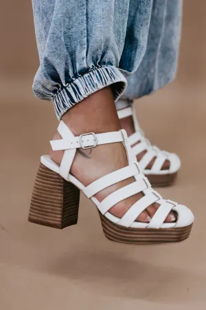 Hailee Gladiator Block Heel, White