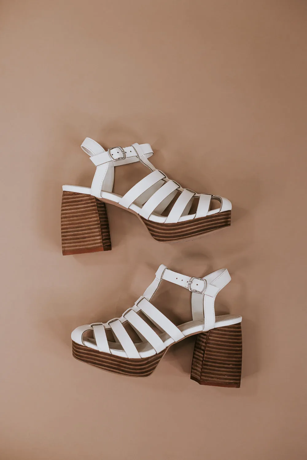 Hailee Gladiator Block Heel, White