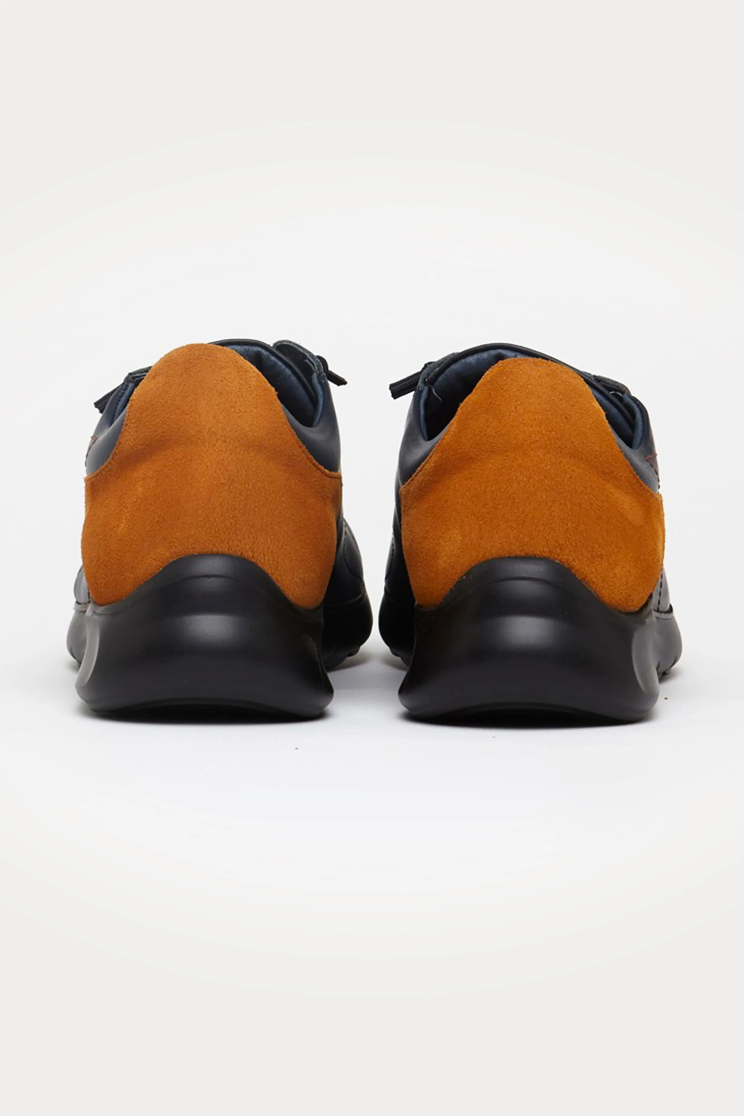 Hammersmith Leather Trainers in Navy/Tan