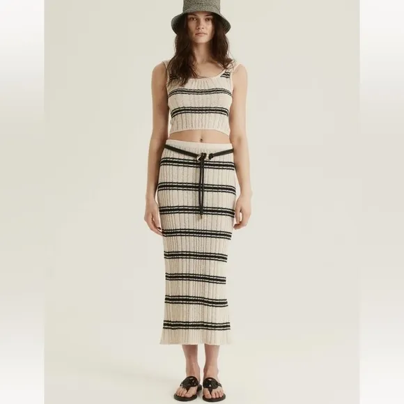 H&amp;M Striped Rib Knit Tank and Pencil Skirt Set size M