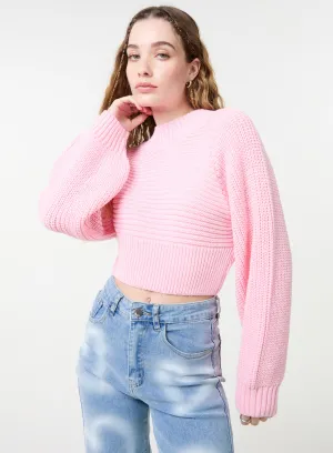 High Neck Knitted Crop Jumper