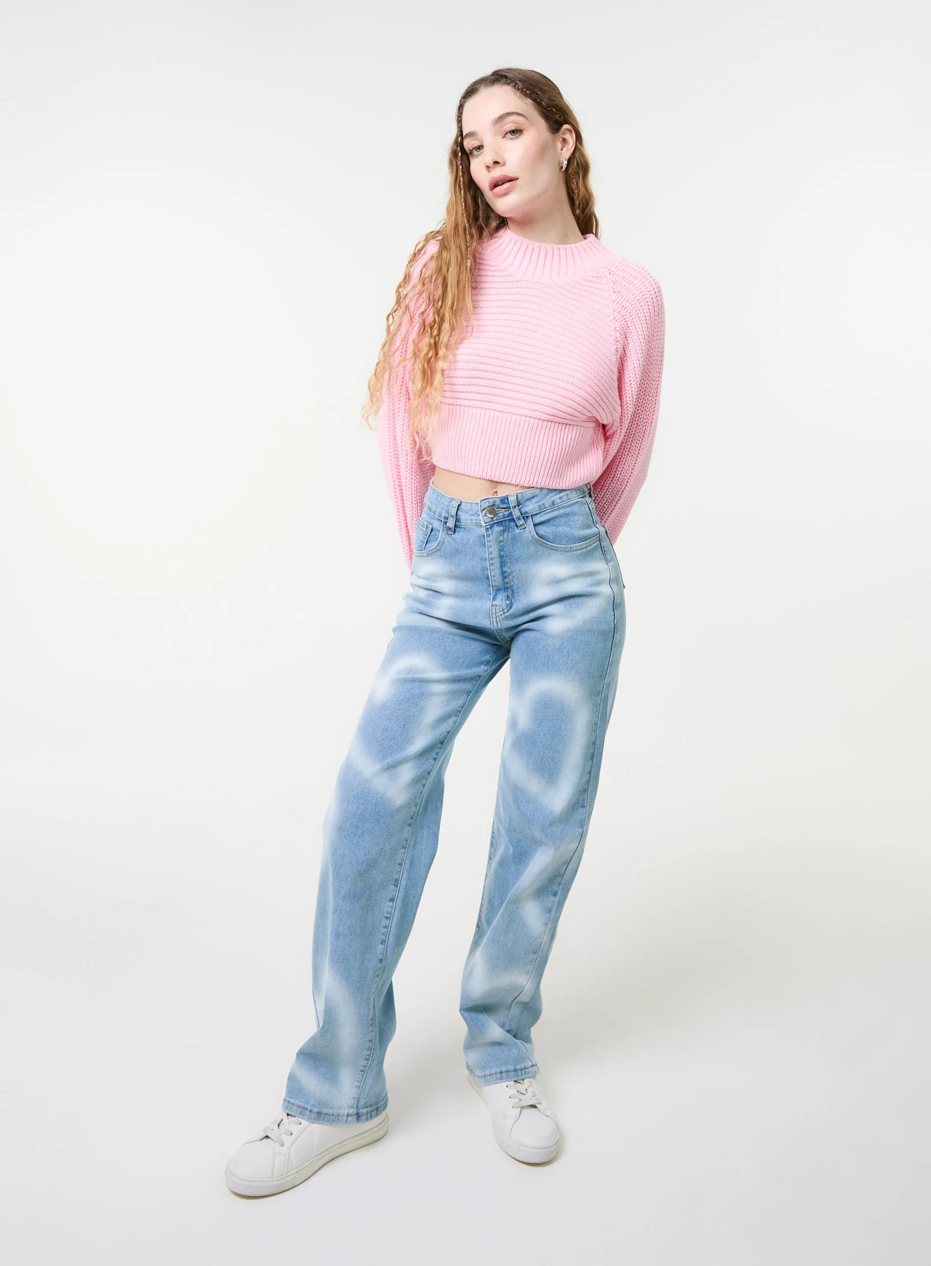 High Neck Knitted Crop Jumper
