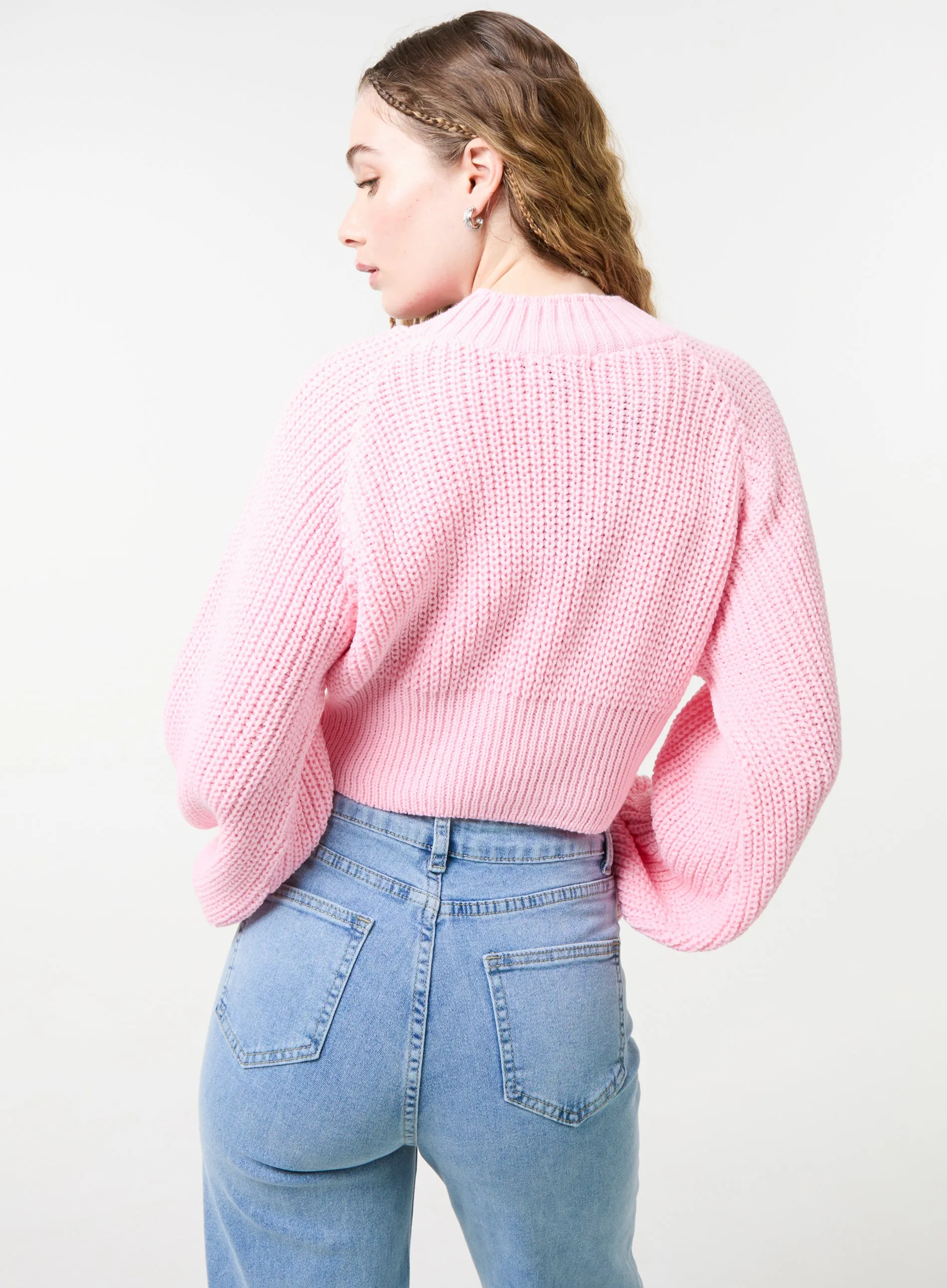 High Neck Knitted Crop Jumper