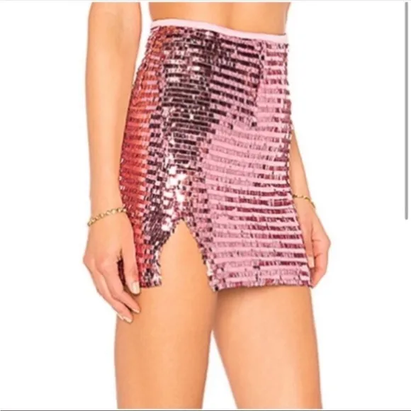 H:ours stellan mini skirt in metallic pink size XL