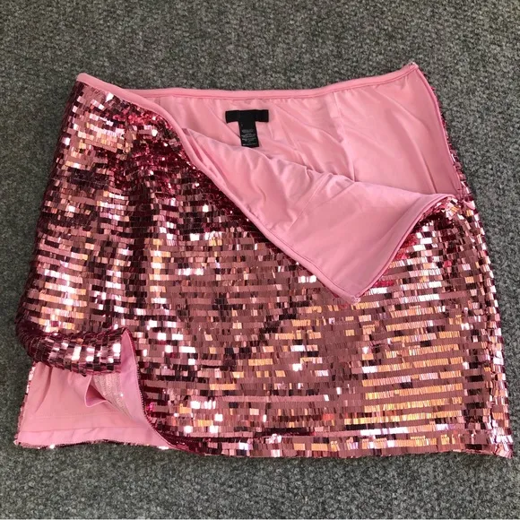 H:ours stellan mini skirt in metallic pink size XL
