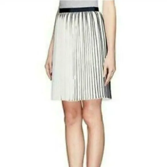 J. Crew Navy &amp; White Pleated Knee Length Preppy Skirt Size 4