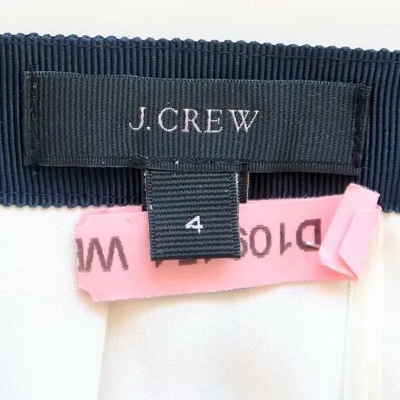 J. Crew Navy &amp; White Pleated Knee Length Preppy Skirt Size 4