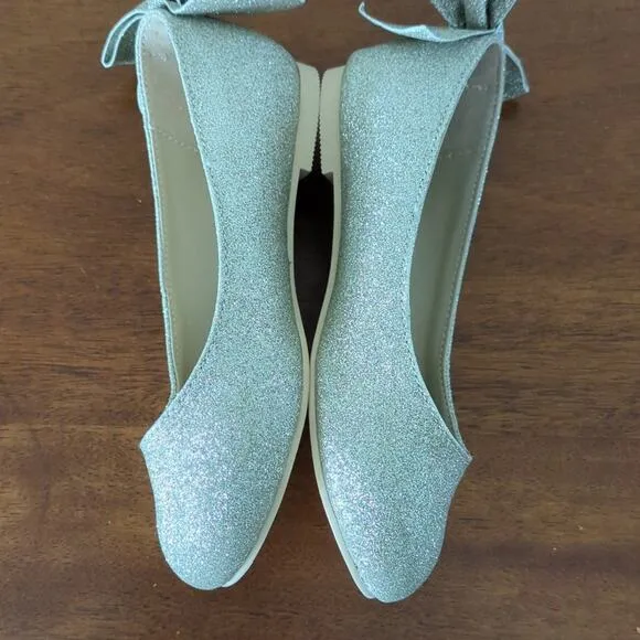 Janie and Jack Gold Glitter Bow Flats Girls/little kids size 9 NEW NT