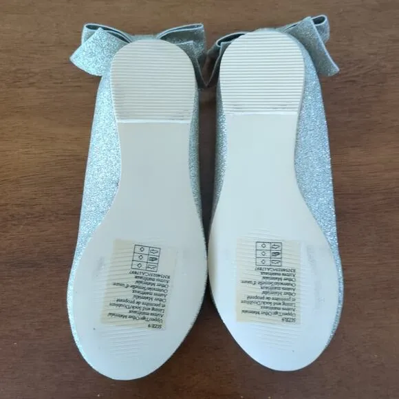Janie and Jack Gold Glitter Bow Flats Girls/little kids size 9 NEW NT