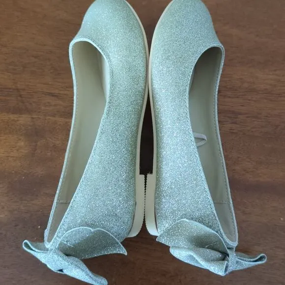 Janie and Jack Gold Glitter Bow Flats Girls/little kids size 9 NEW NT