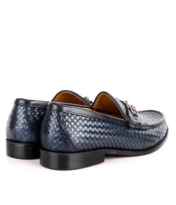 John Foster Woven Horsebit Leather Men's Shoes|Blue