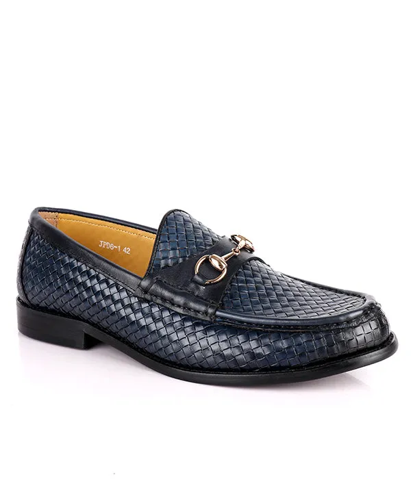 John Foster Woven Horsebit Leather Men's Shoes|Blue