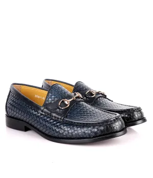 John Foster Woven Horsebit Leather Men's Shoes|Blue