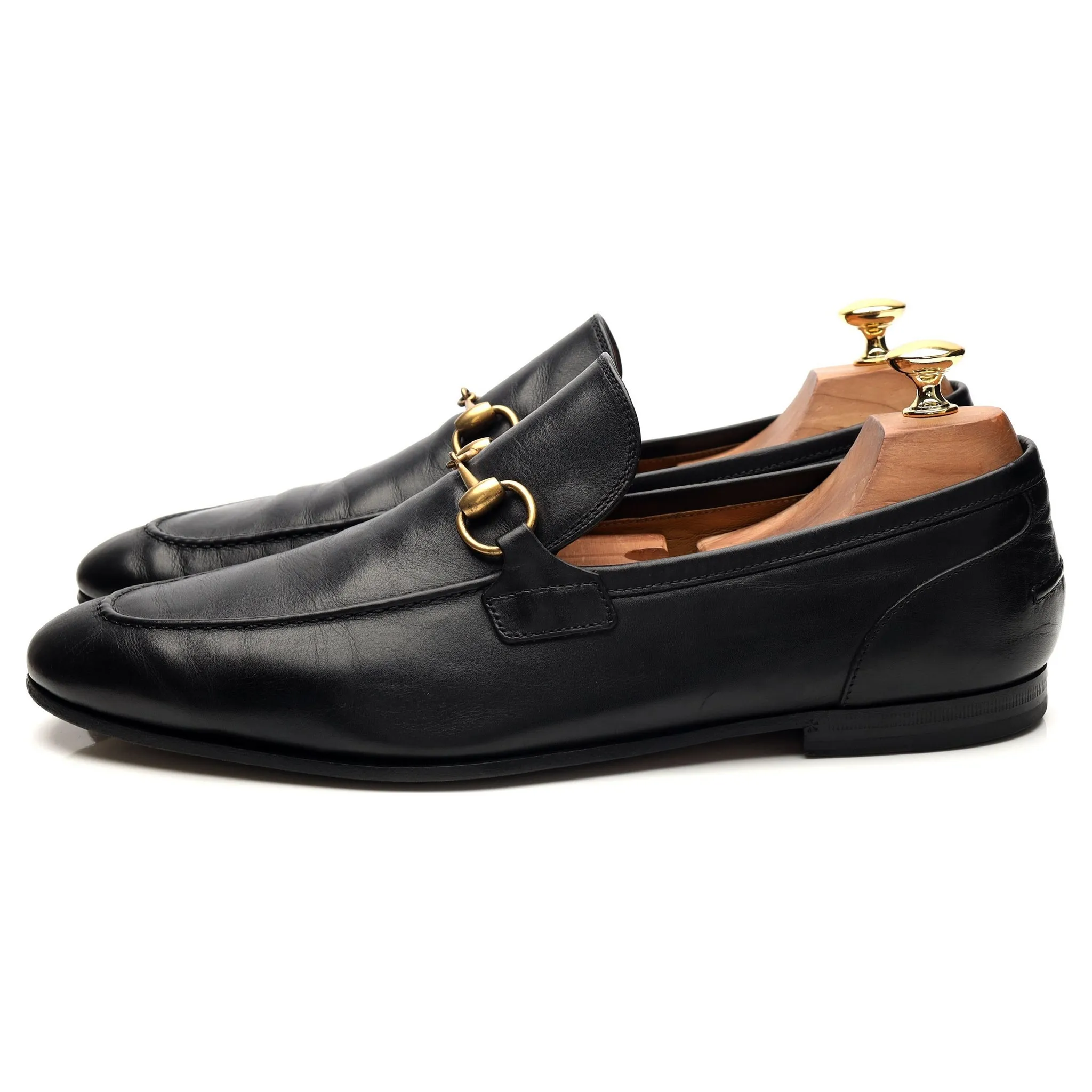 'Jordaan' Black Leather Horsebit Loafers UK 9.5