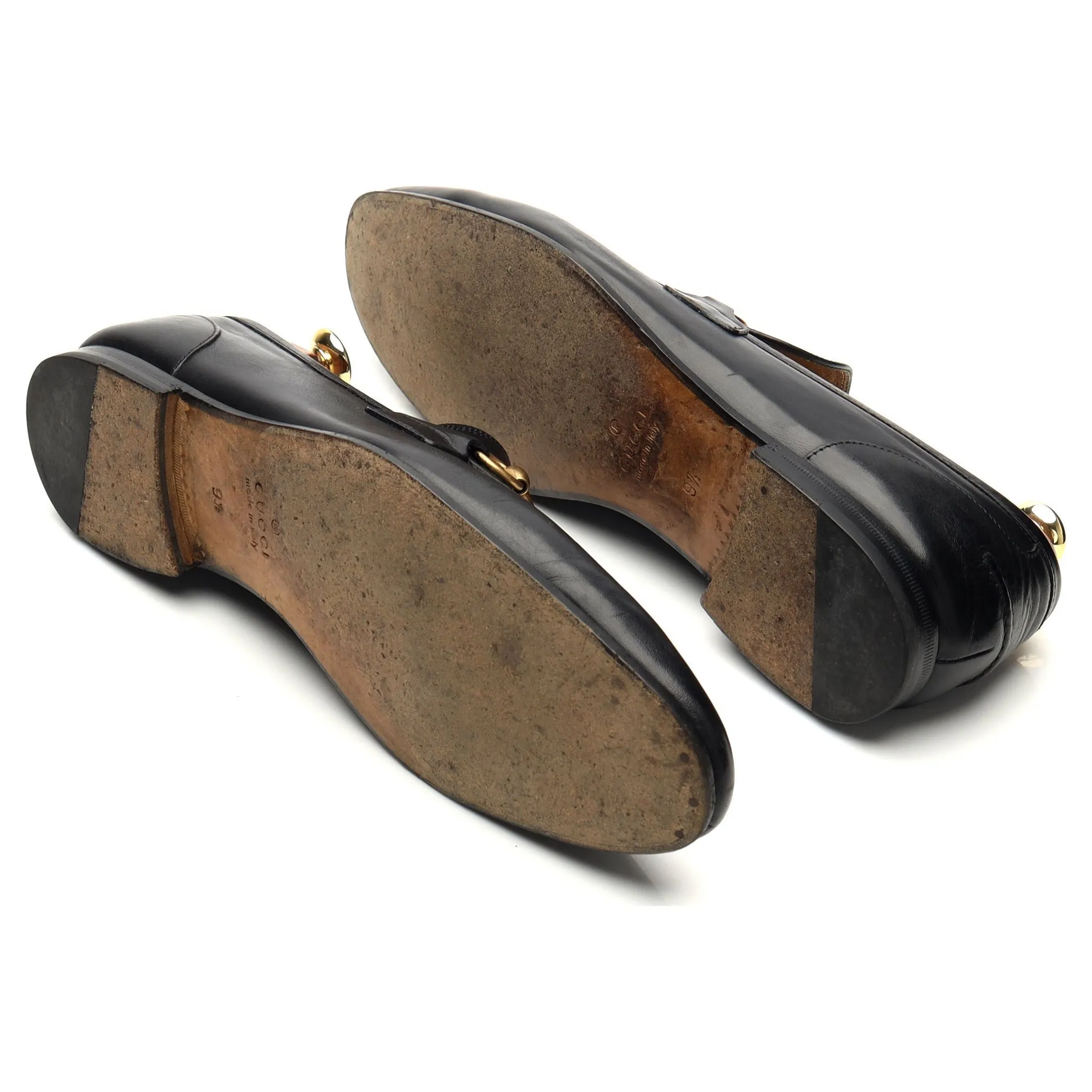 'Jordaan' Black Leather Horsebit Loafers UK 9.5