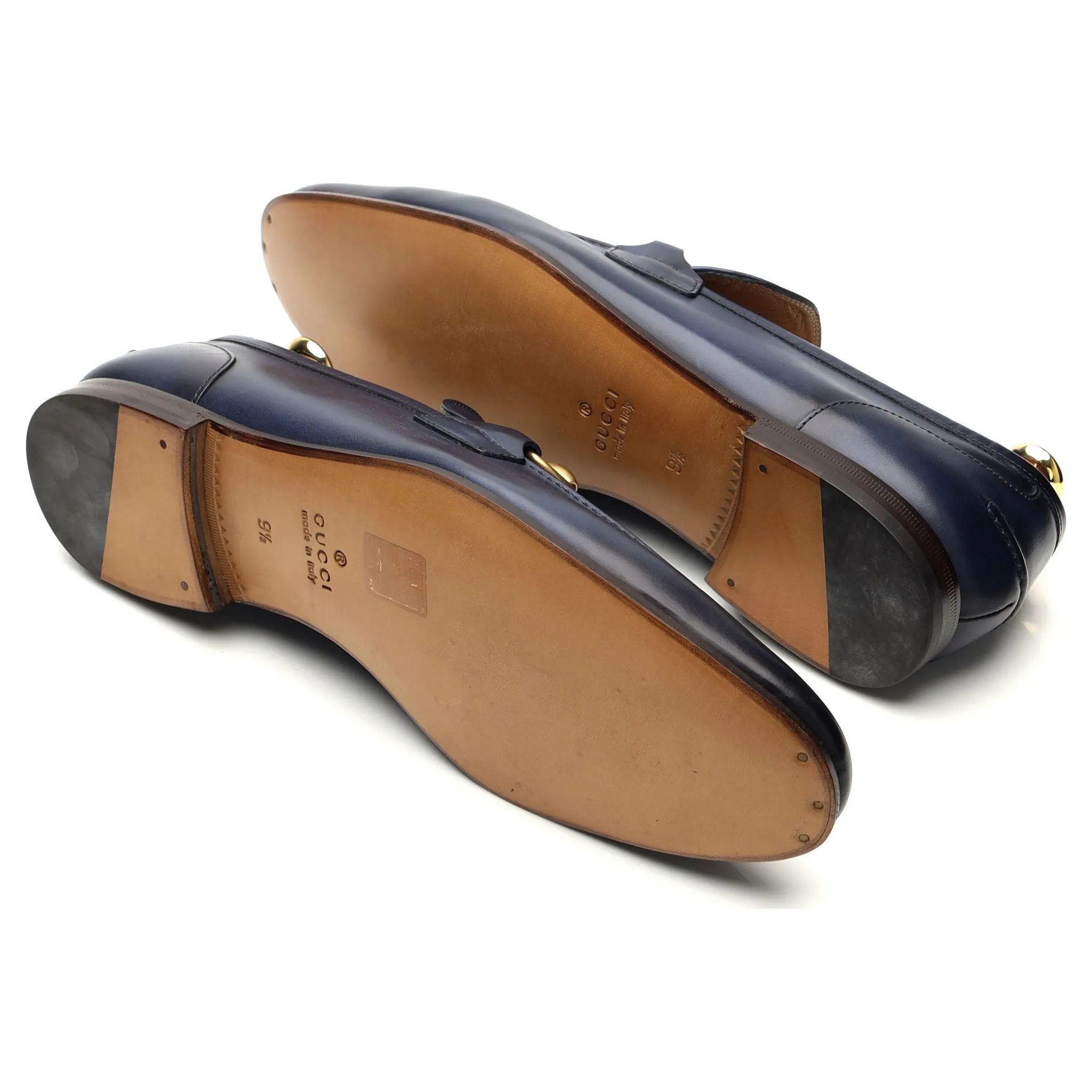 'Jordaan' Navy Blue Leather Horsebit Loafers UK 9.5