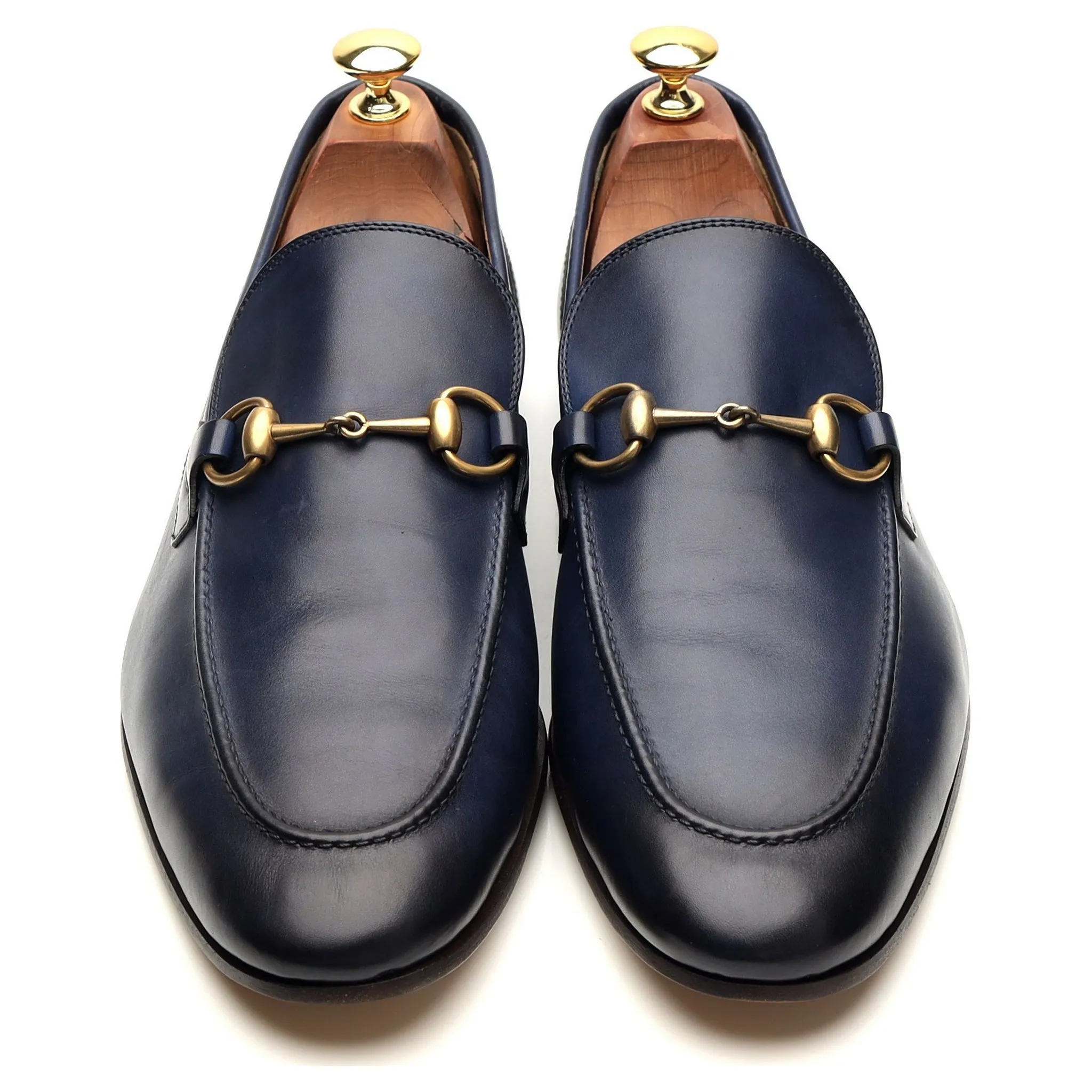 'Jordaan' Navy Blue Leather Horsebit Loafers UK 9.5
