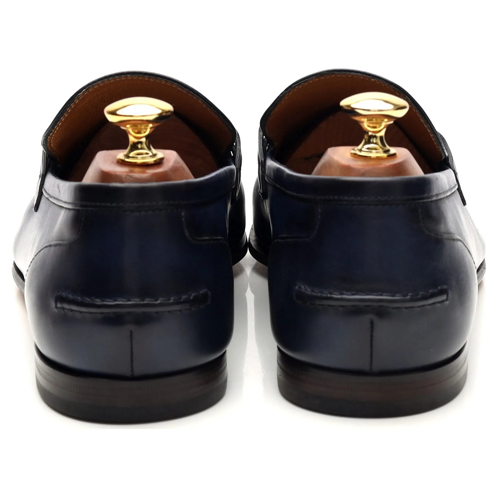 'Jordaan' Navy Blue Leather Horsebit Loafers UK 9.5