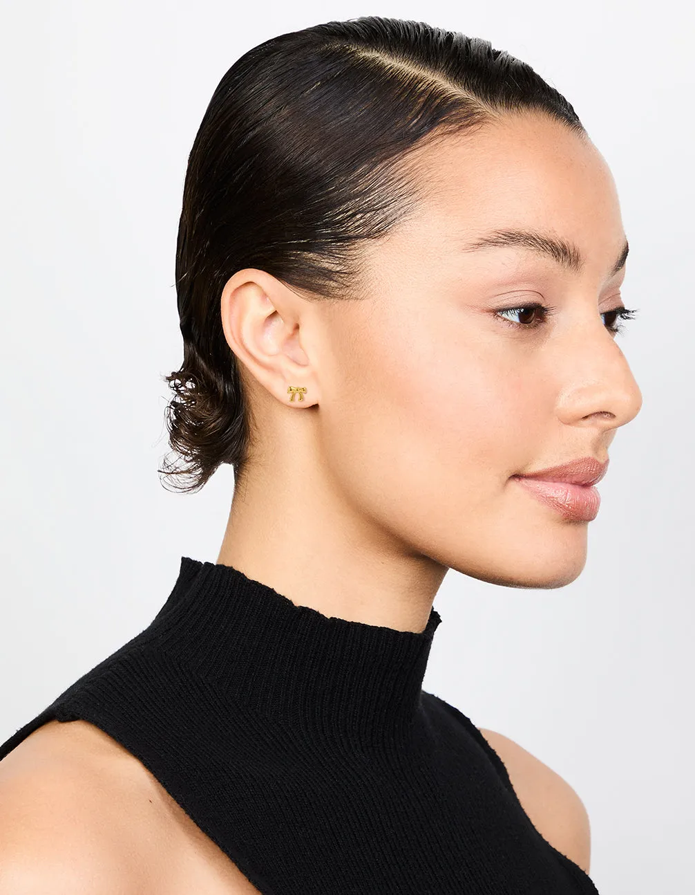 Kids Gold Plated Surgical Steel Bow Flat Back Earrings