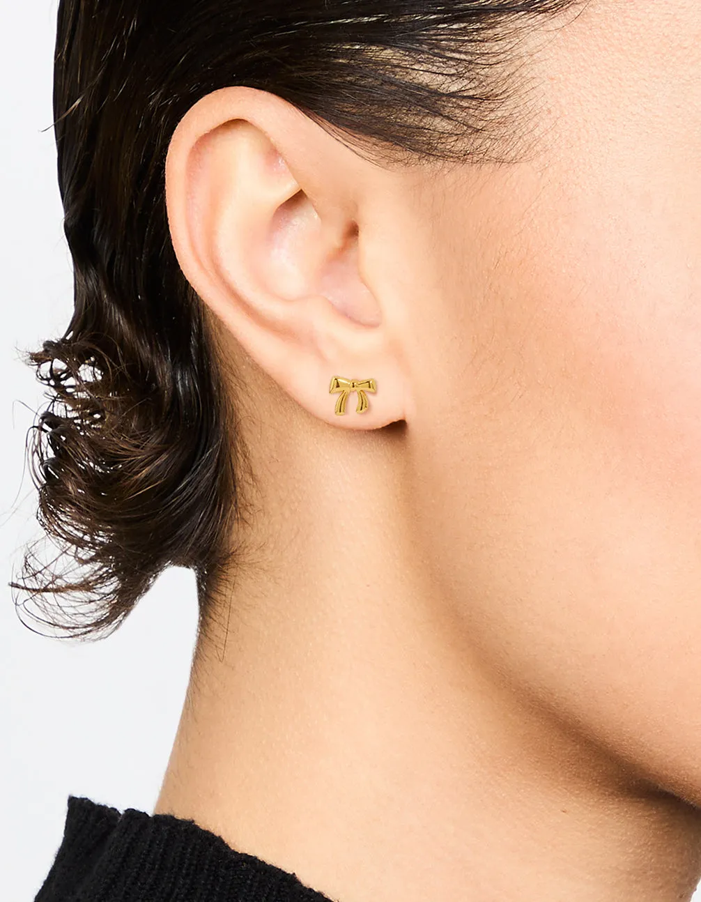 Kids Gold Plated Surgical Steel Bow Flat Back Earrings