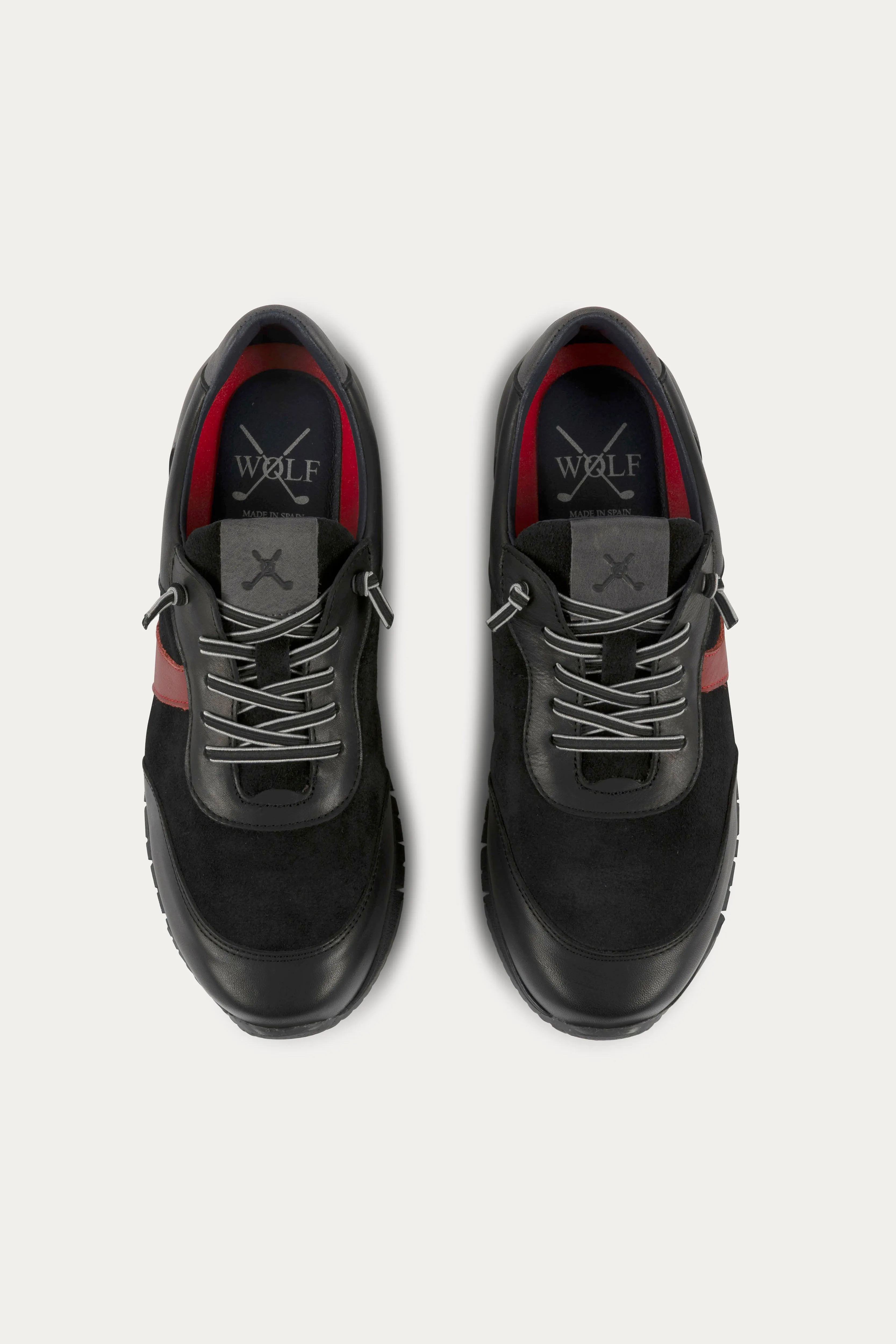 Kilburn Leather Trainers in Black/Red