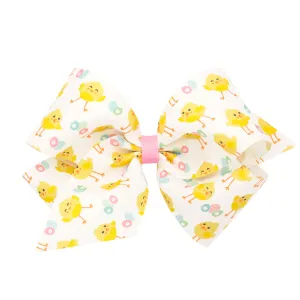 King Chick Print Hair Bow on Clippie