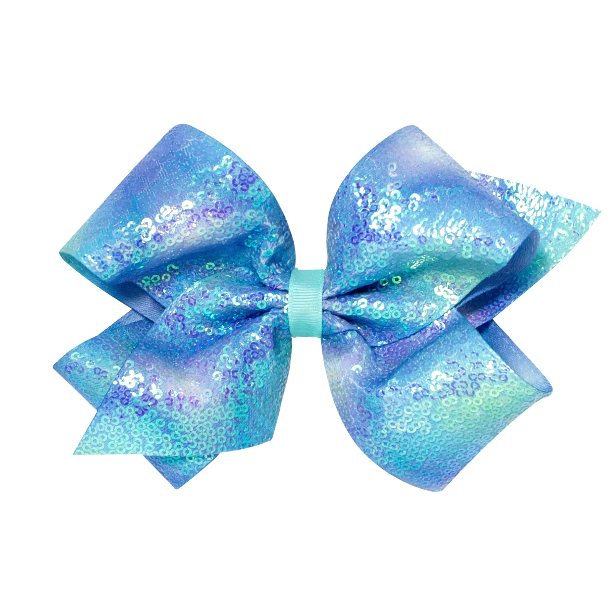 King Iridescent Sequin Ombre Hair Bow on Clippie - 3 Colors