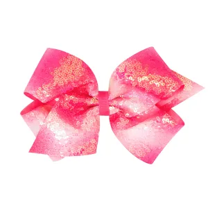 King Iridescent Sequin Ombre Hair Bow on Clippie - 3 Colors