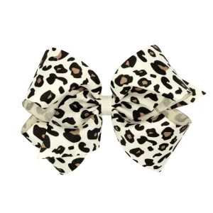 King Leopard Grosgrain Hair Bow on Clippie - 6 Colors