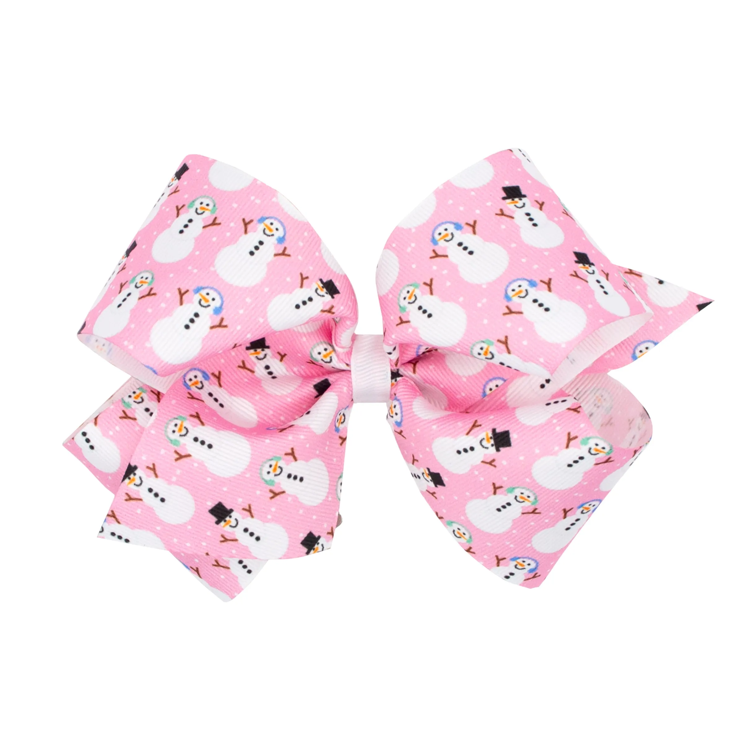 King Pink Theme Christmas Grosgrain Printed Hair Bow on Clippie