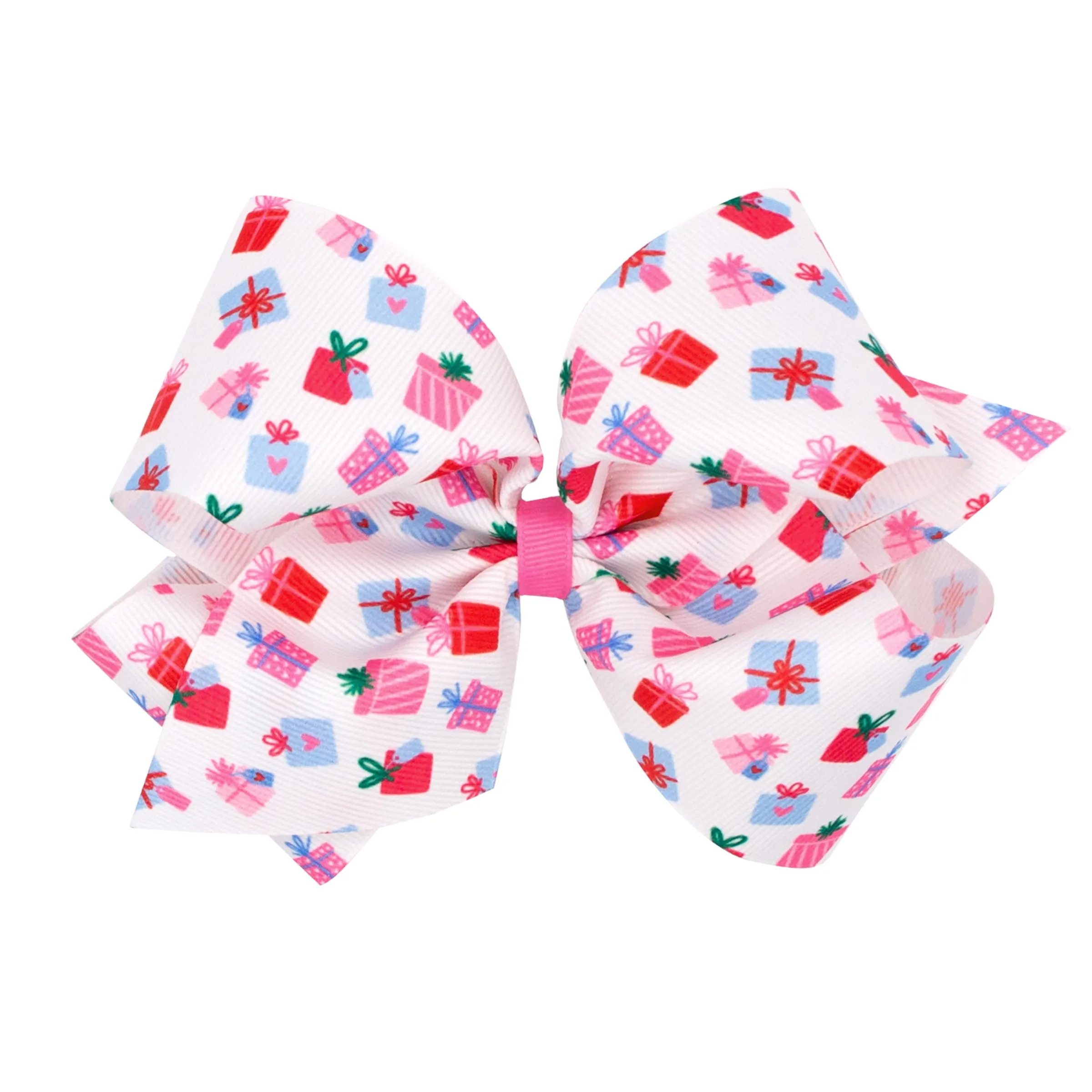 King Pink Theme Christmas Grosgrain Printed Hair Bow on Clippie