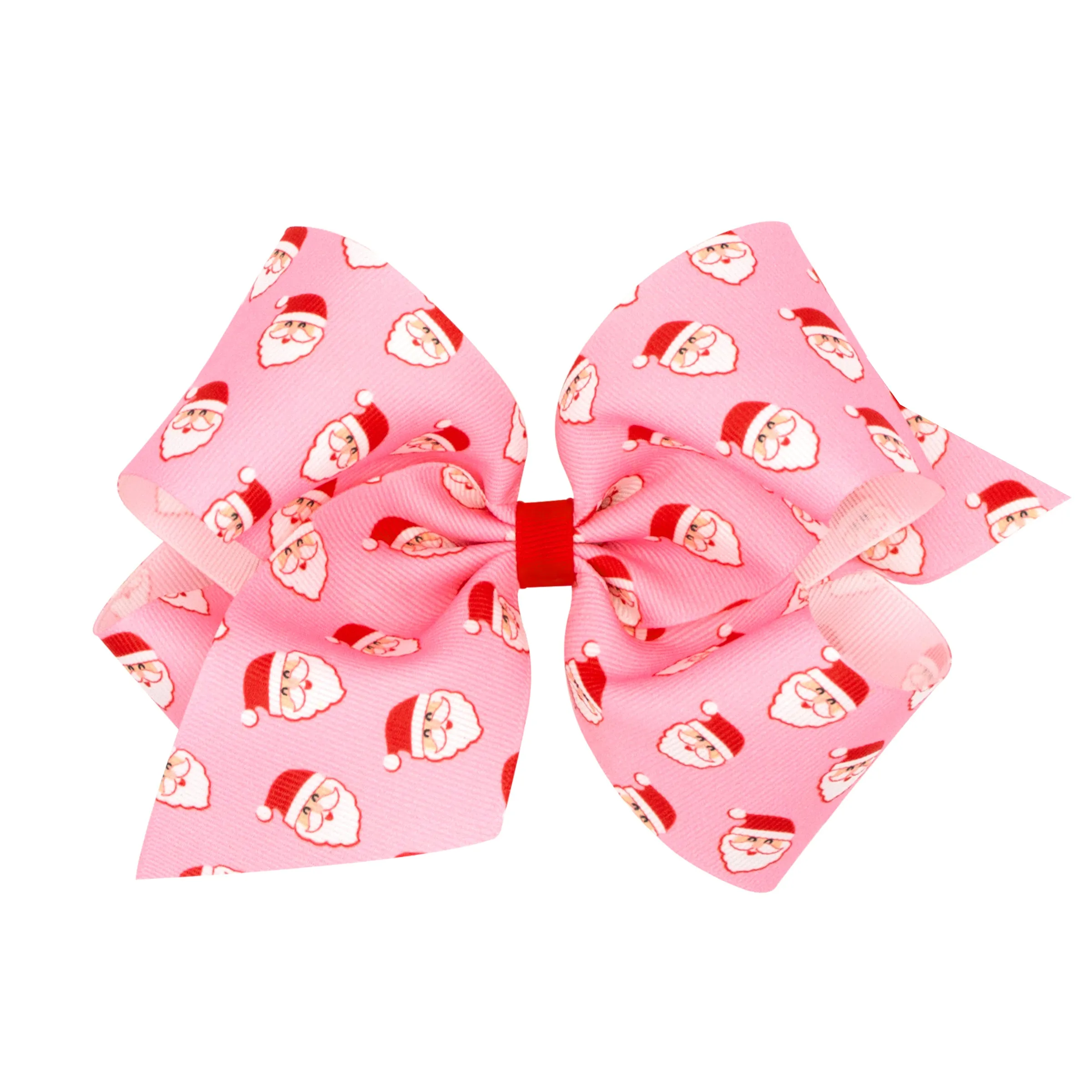 King Pink Theme Christmas Grosgrain Printed Hair Bow on Clippie