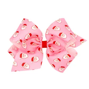 King Pink Theme Christmas Grosgrain Printed Hair Bow on Clippie