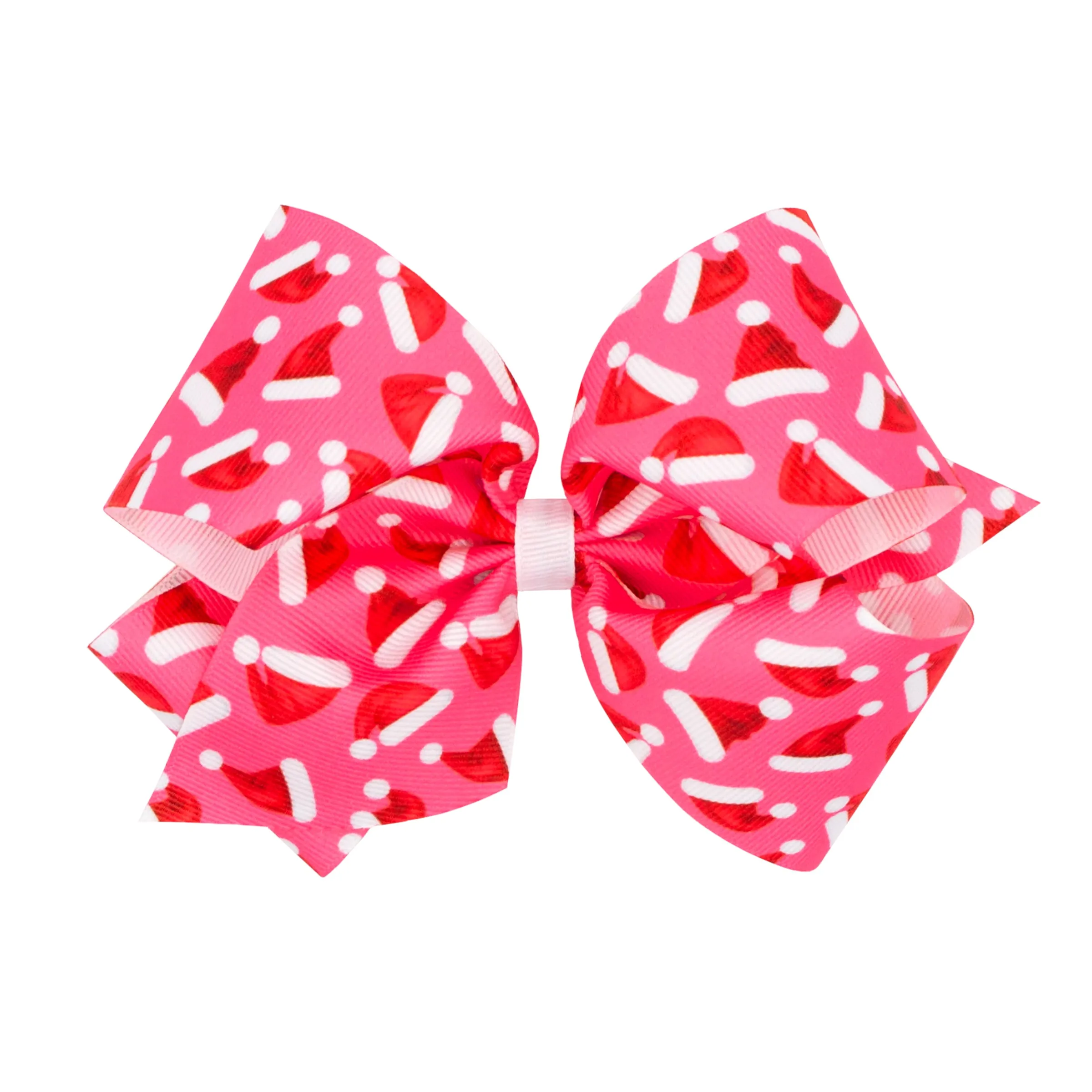 King Pink Theme Christmas Grosgrain Printed Hair Bow on Clippie