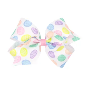 King Printed Easter Hair Bow on Clippie - Egg