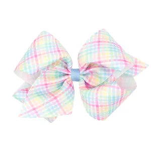 King Printed Easter Hair Bow on Clippie - Plaid