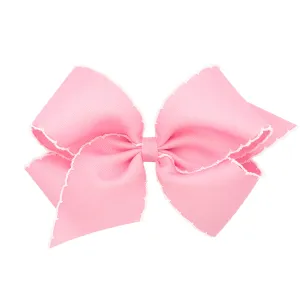 King Solid Grosgrain Moonstich Hair Bow on Clippie - 6 Colors