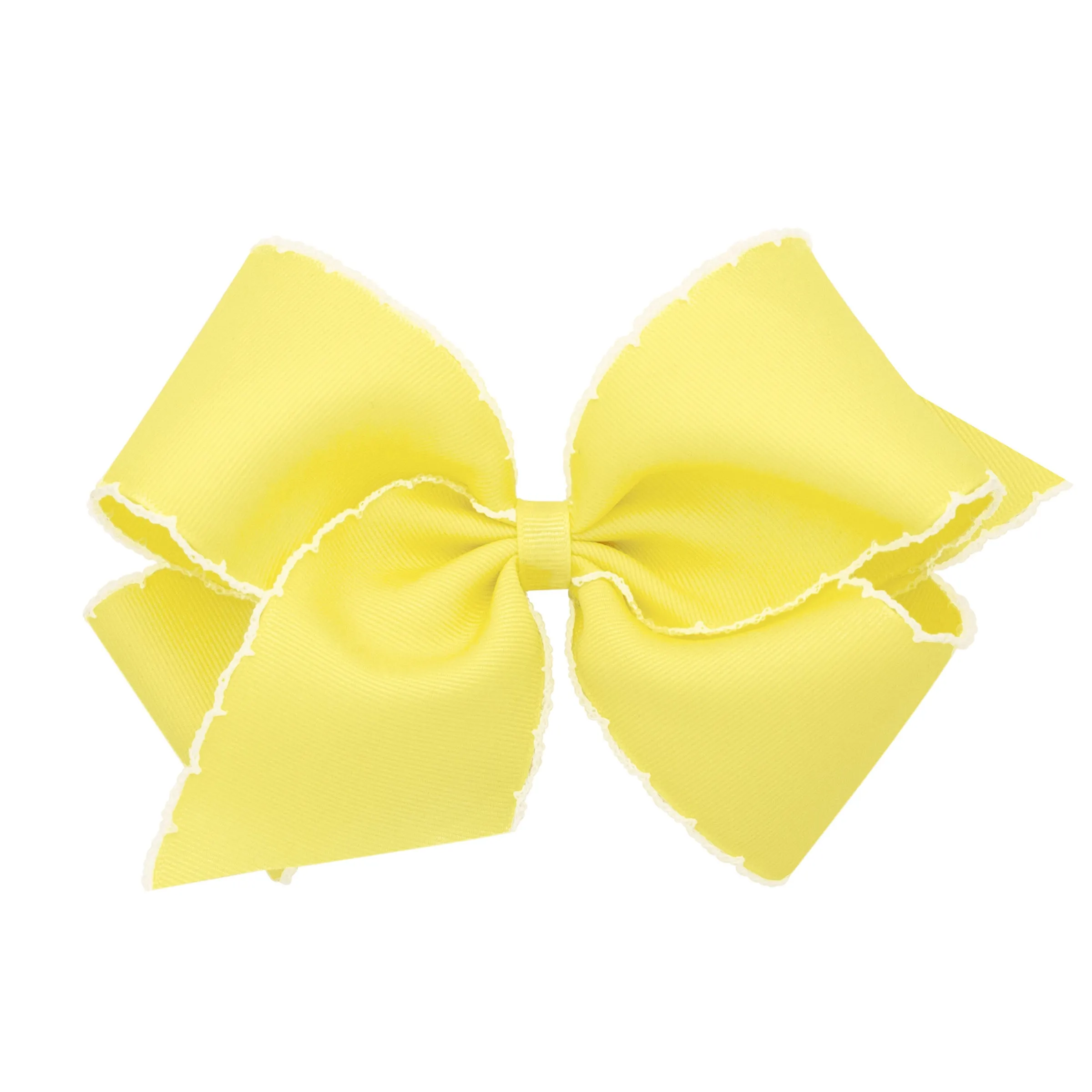King Solid Grosgrain Moonstich Hair Bow on Clippie - 6 Colors