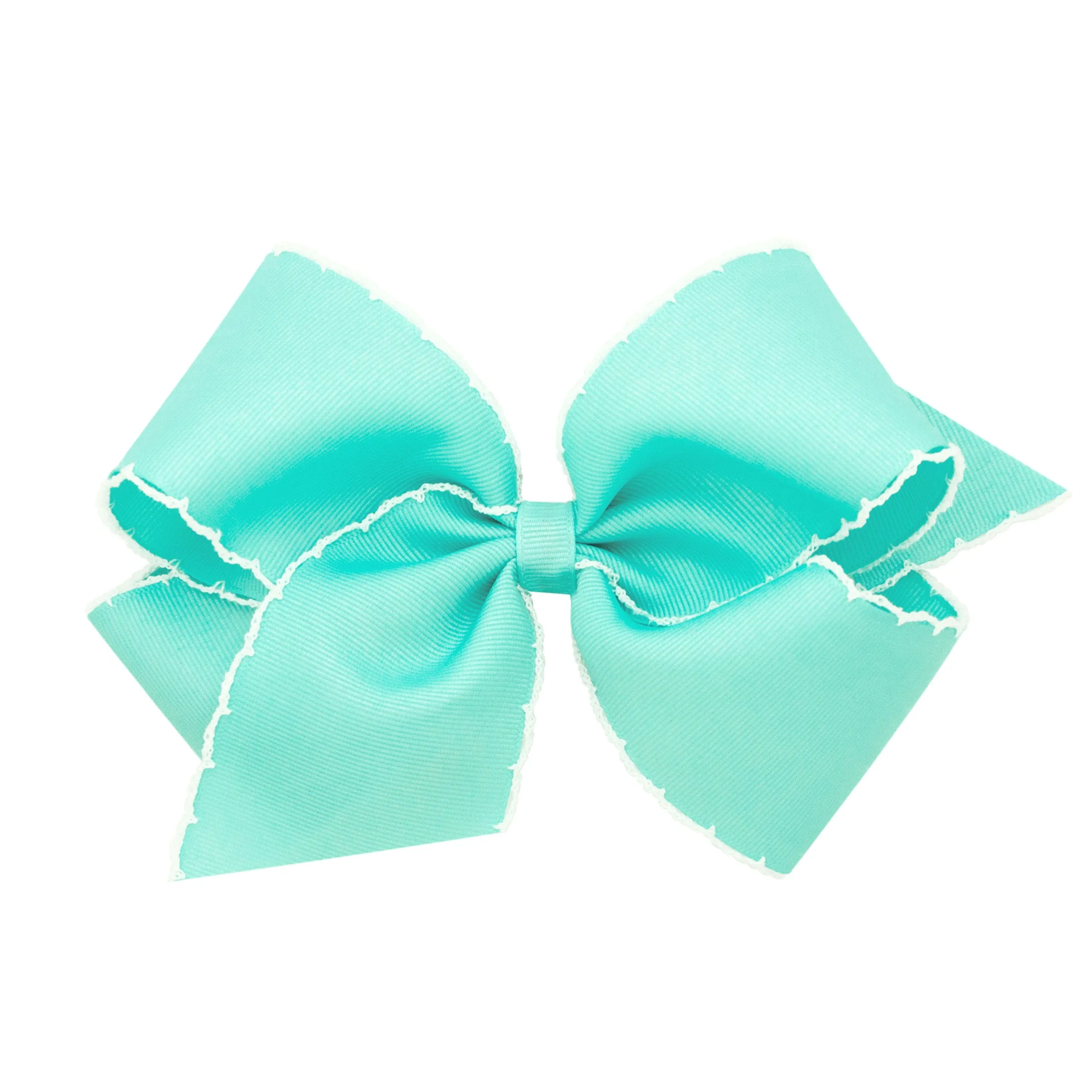 King Solid Grosgrain Moonstich Hair Bow on Clippie - 6 Colors