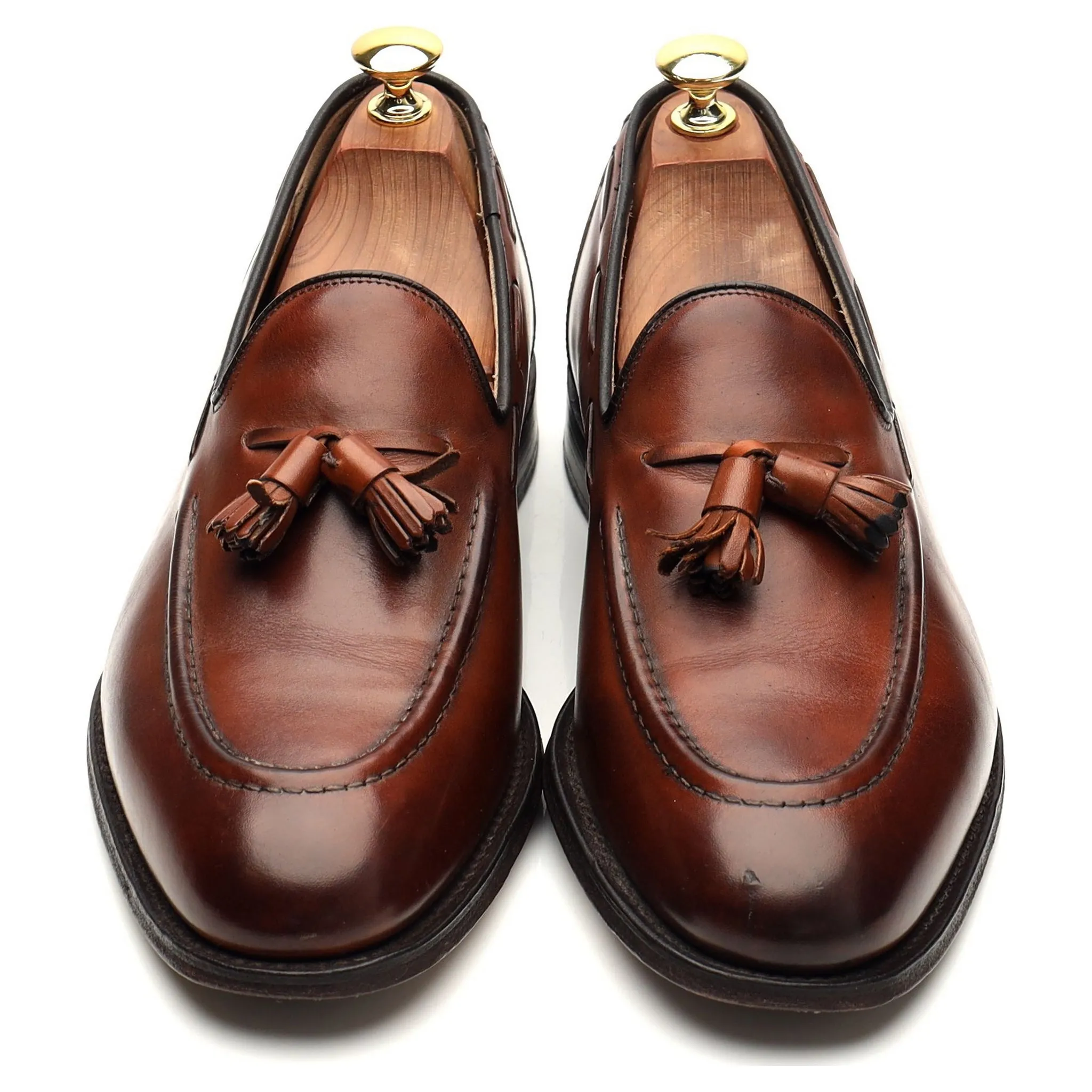'Kingsley 2' Tan Brown Leather Tassel Loafers UK 8 G