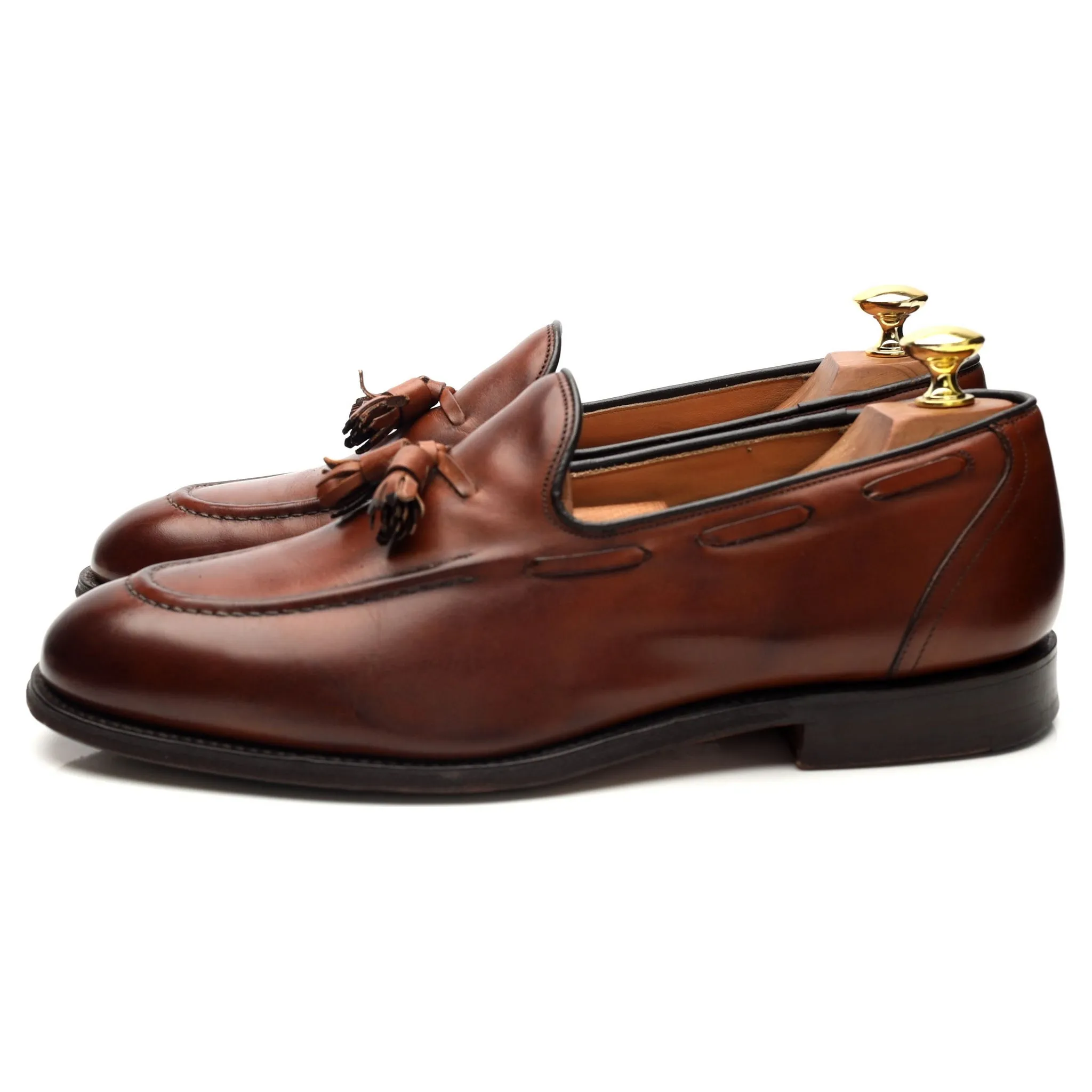 'Kingsley 2' Tan Brown Leather Tassel Loafers UK 8 G