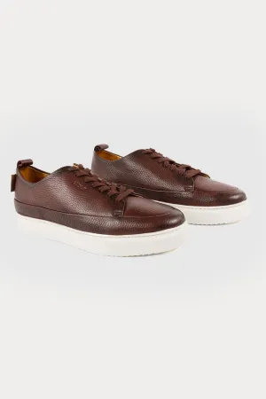 Knightsbridge Leather Smart Trainers in Brown