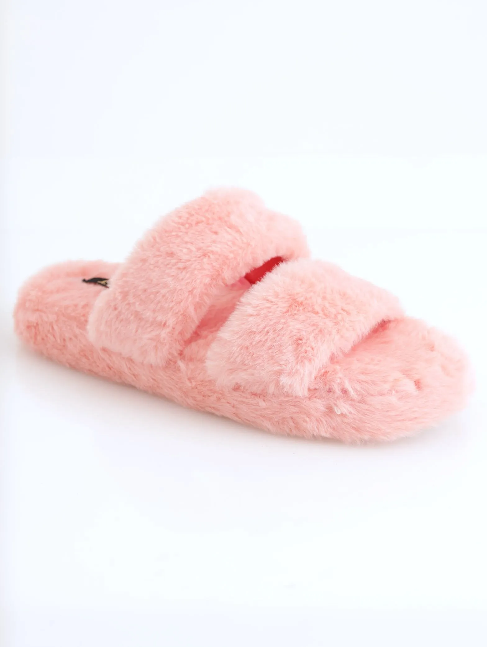 Ladies Double Strap Chunky Mule Slipper - Coral