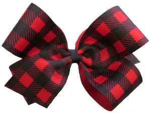 Large Buffalo Plaid Hair Bow on Clippie