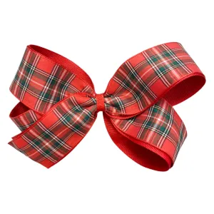 Large Holiday Plaid Layered Hair Bow on Clippie
