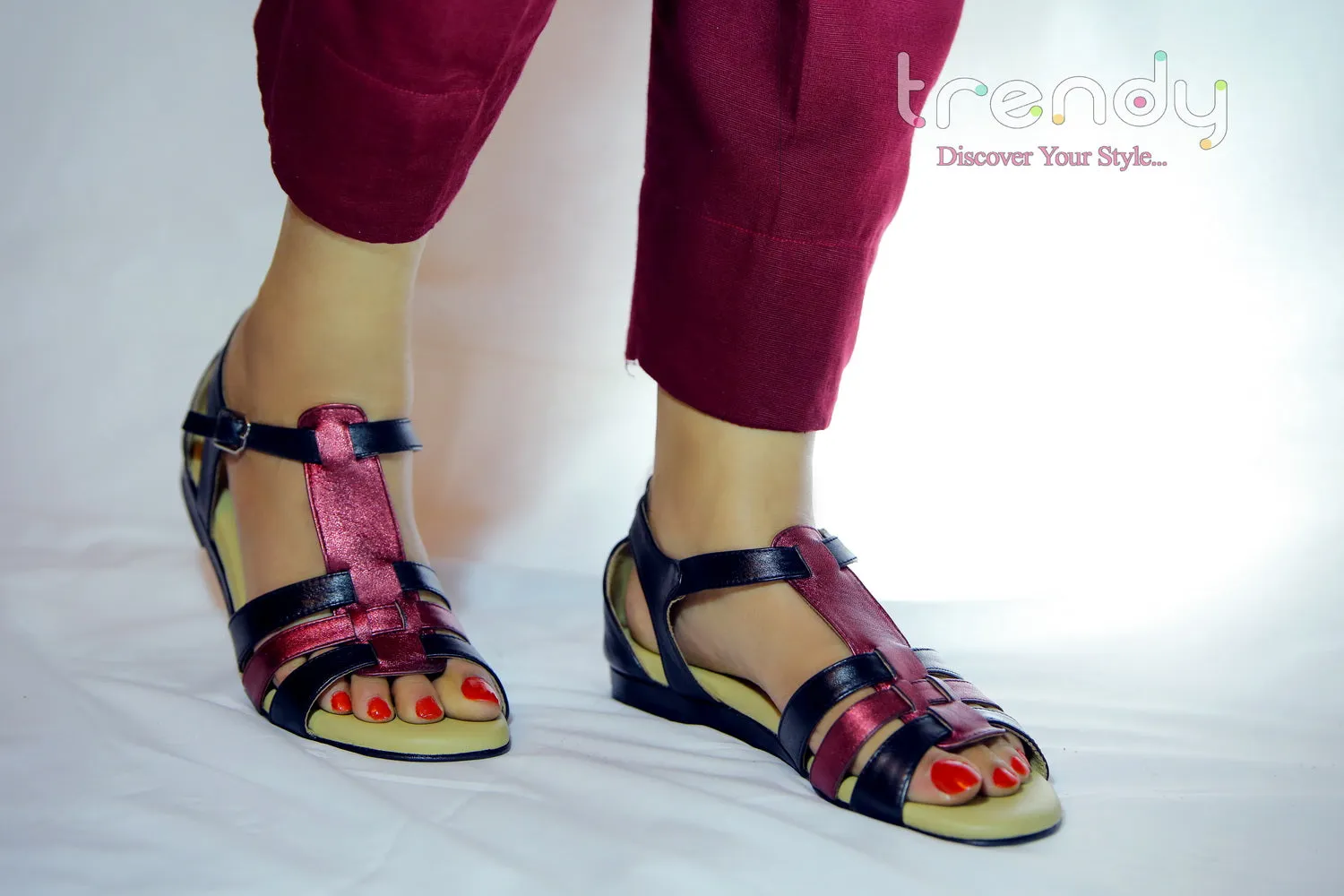 Leather Flat Sandal Design ZA003
